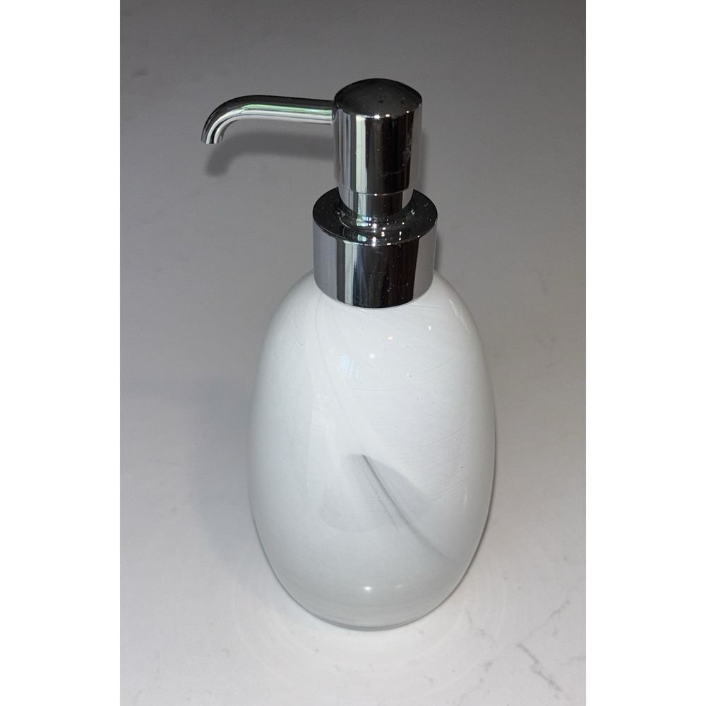 New Unused Labrazel Bianca Italian Hand Blown Glass Pump Soap Dispenser